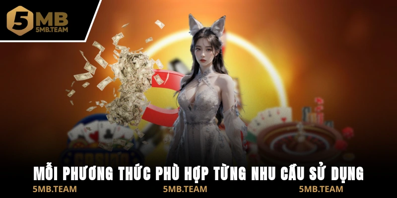 Mỗi phương thức phù hợp từng nhu cầu sử dụng